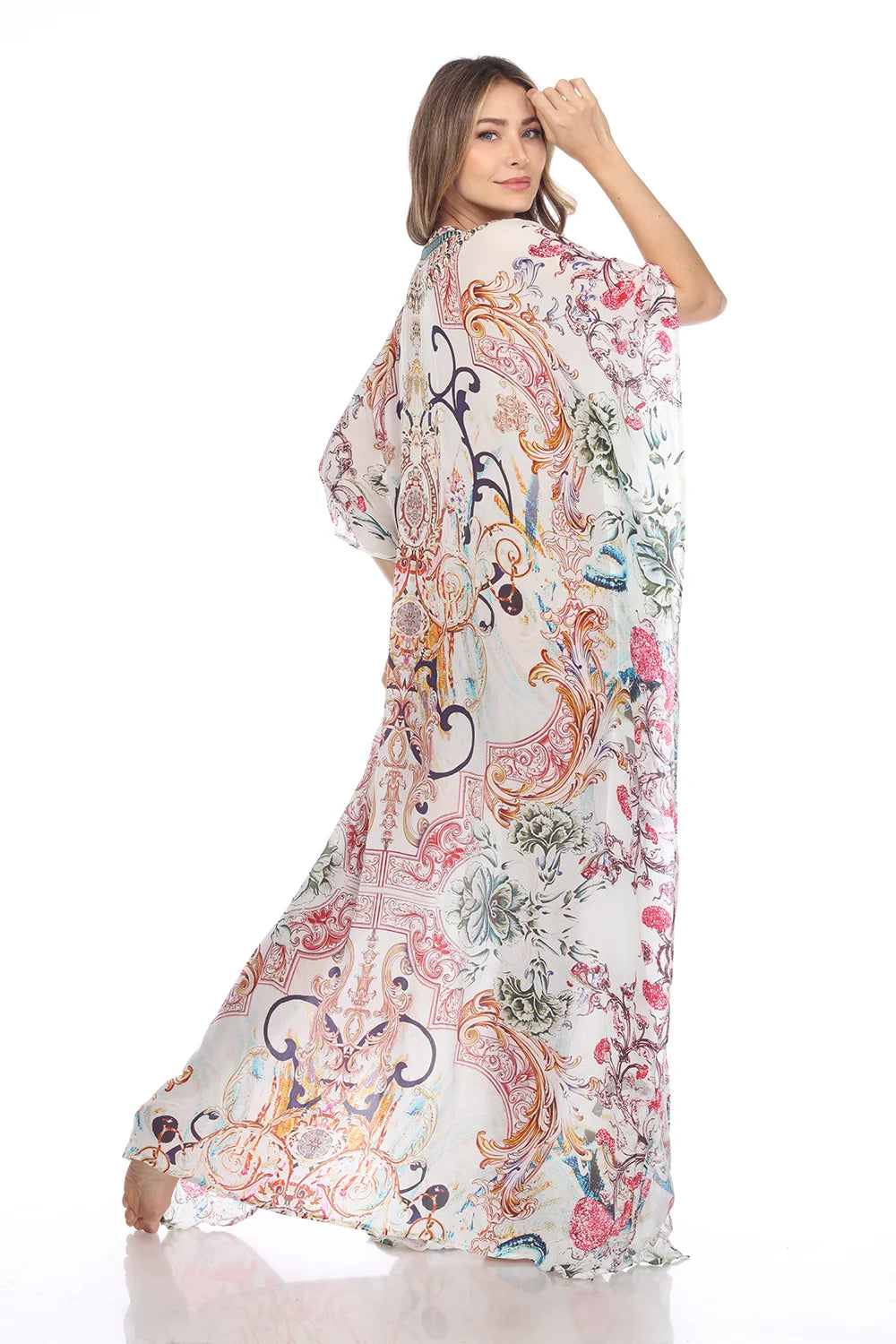 Maxi Kaftan Pink Filigree