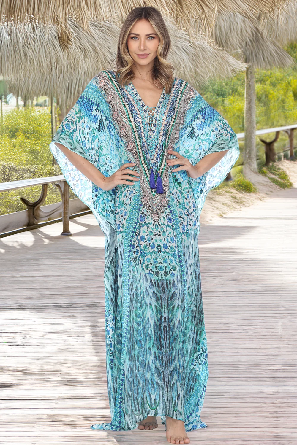 Maxi Kaftan Turquoise Mosaic