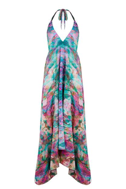 Silk Maxi Ibiza Dress Liquid Rainbow