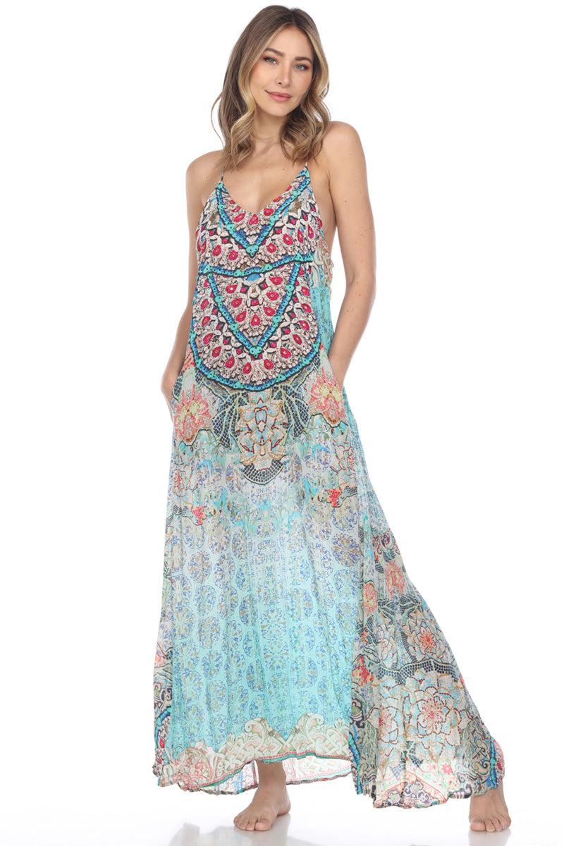 T-Back Maxi Dress Willow Mosaic