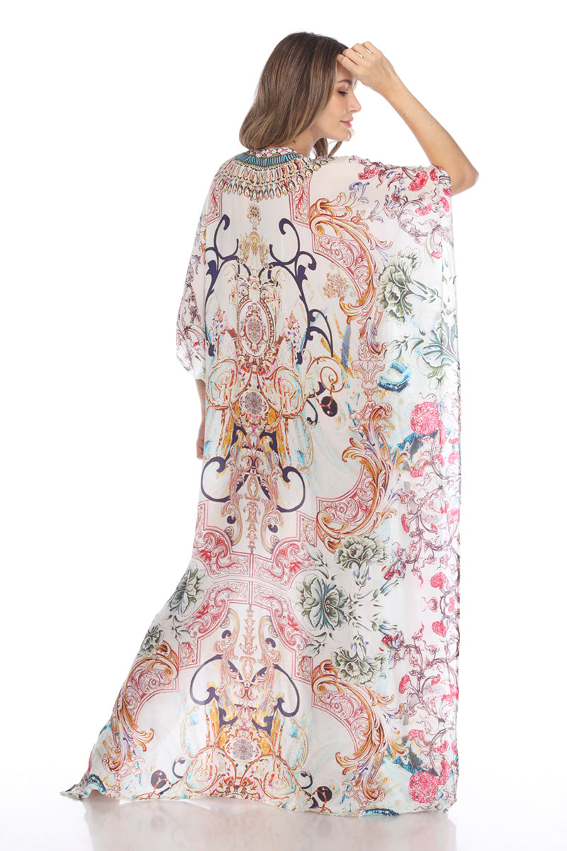 Maxi Kaftan Pink Filigree