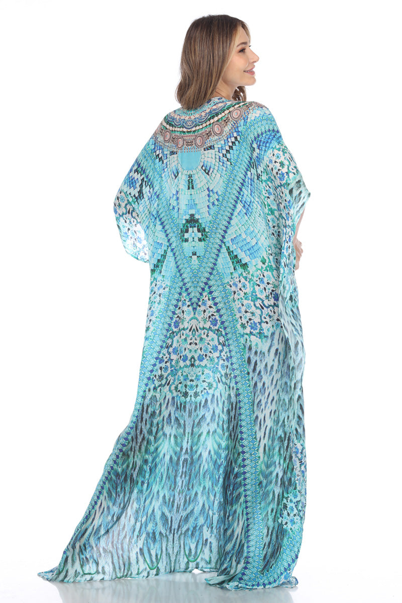 Maxi Kaftan Turquoise Mosaic