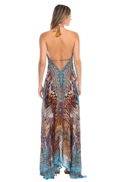 Halter Maxi Dress Animal Paradise