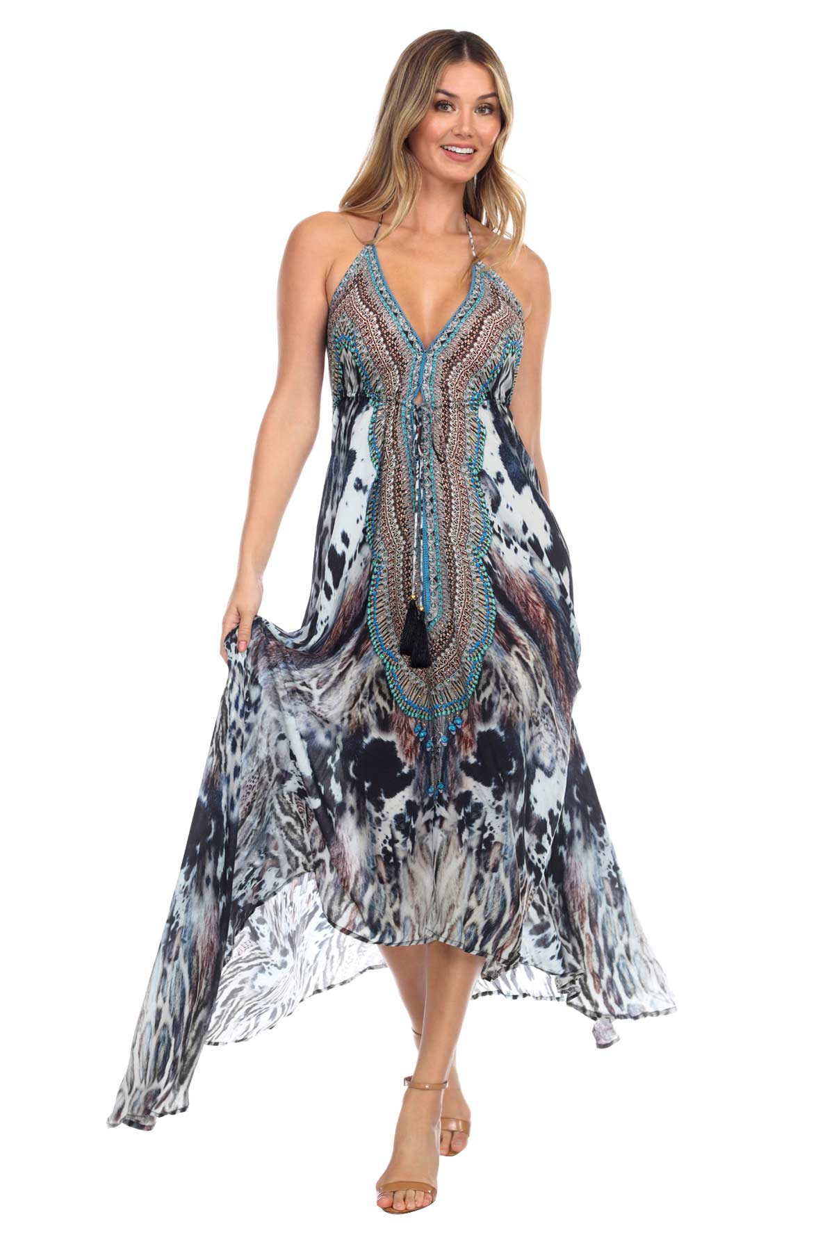 Halter Maxi Dress Clouded Leopard