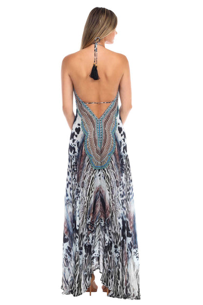 Halter Maxi Dress Clouded Leopard