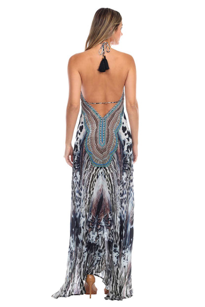 Halter Maxi Dress Clouded Leopard