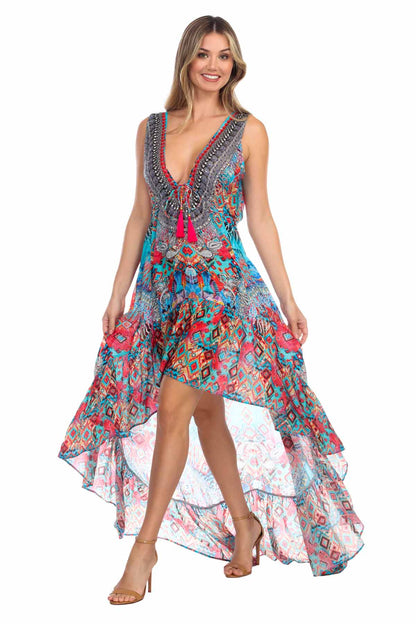 Hi Lo Dress Ikat Blossom