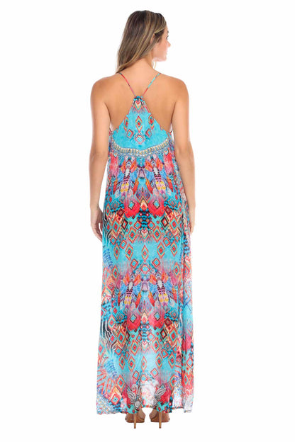 T-Back Maxi Dress Ikat Blossom