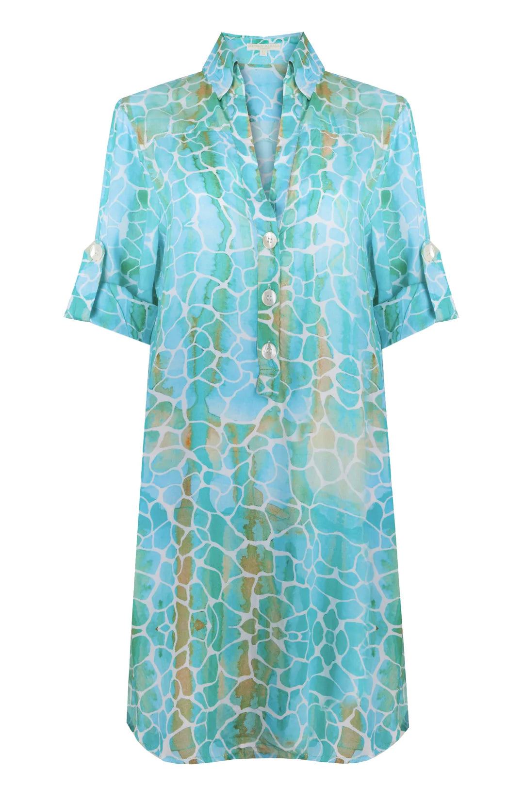 Beach Shirt Aqua Pebbles