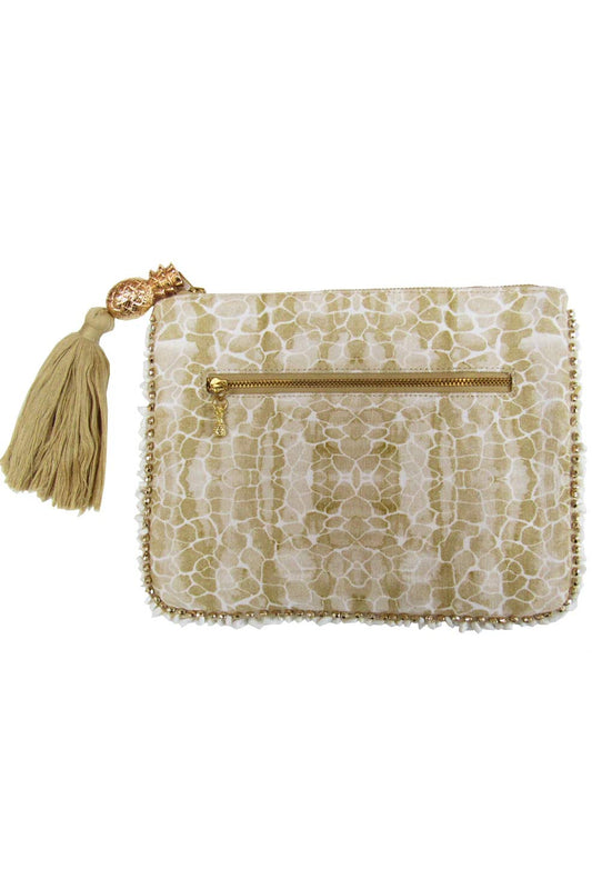 Beaded Clutch Bag Sand Pebbles