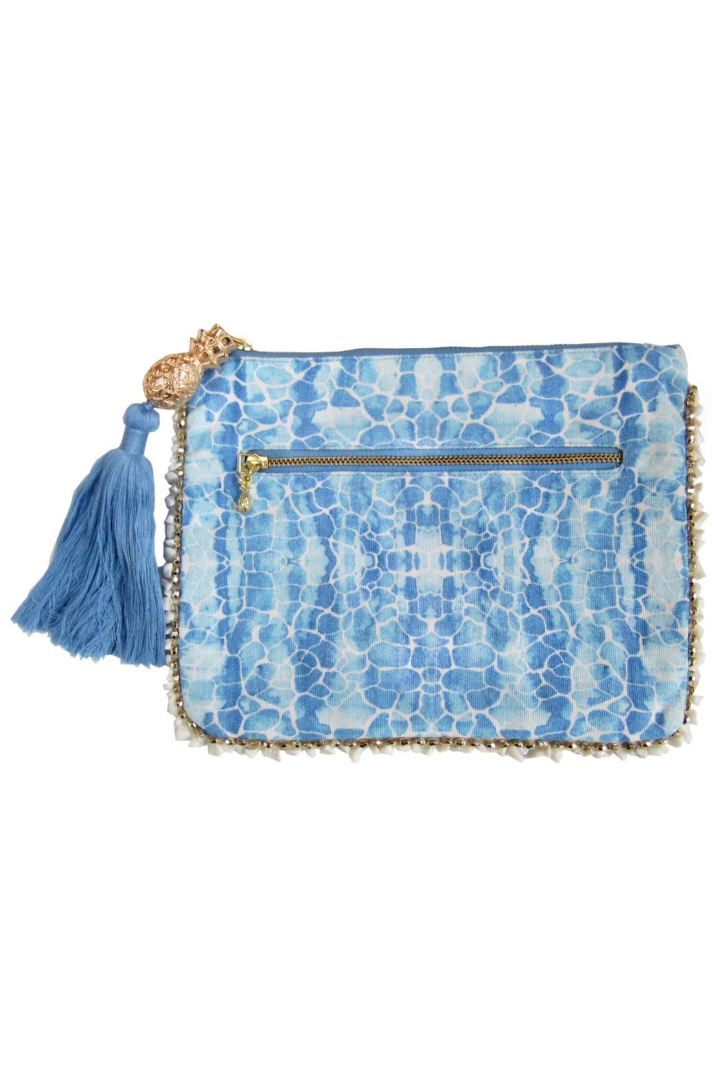 Beaded Clutch Bag Blue Pebbles